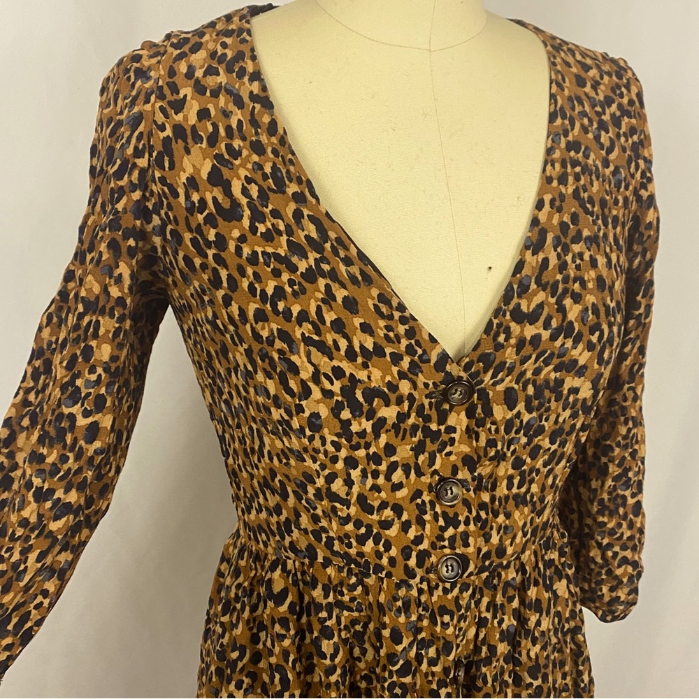 Zara Leopard Babydoll MIDI 90s Oversized Dress Small